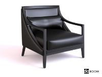 Black leather sofa armchair 3D model