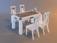 White timber kitchen dining tables and chairs