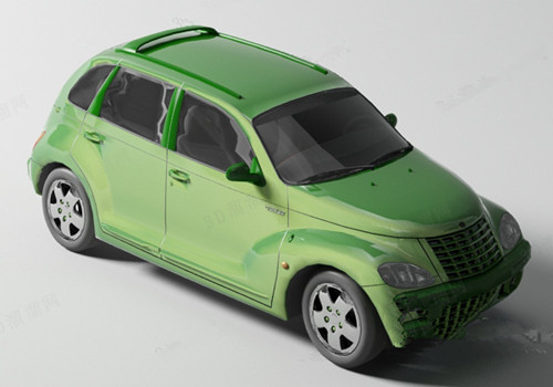 Green 3d model cars