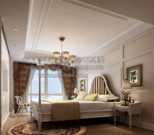 Spacious double bed 3d model