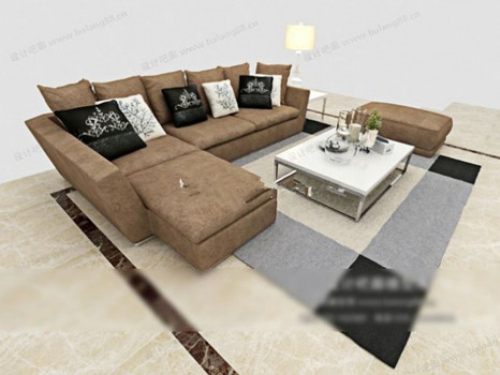 Brown sofa set 3d models