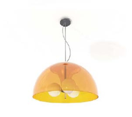 Arc-shaped orange ceiling lights