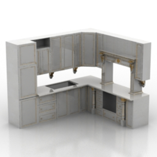 white whole cabinet 3D model