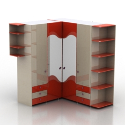 red corner cupboard model