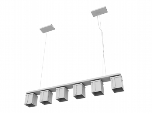 A row of six lights chandelier 3d model combination