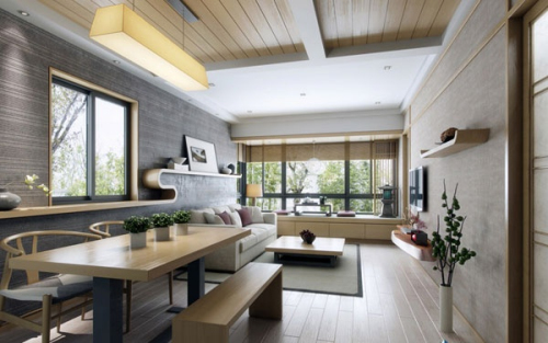 wood style home dining living room 3D models