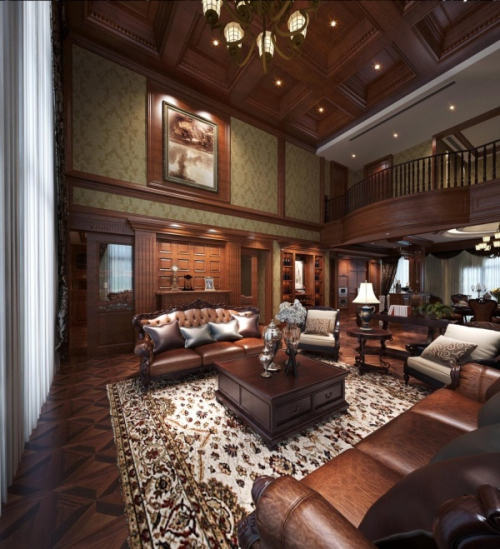 large living room European-style 3D model