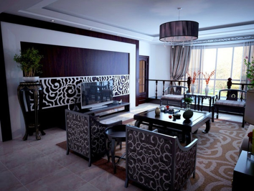 3d model of classical Chinese style living room