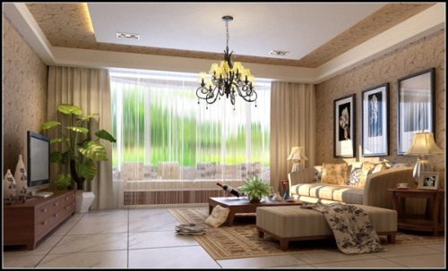 Warm home living room 3d model