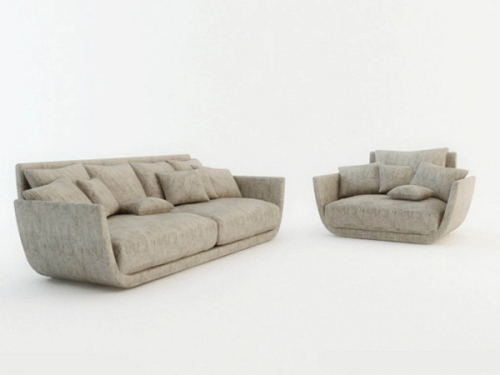 Modern gray fabric sofa 3D model