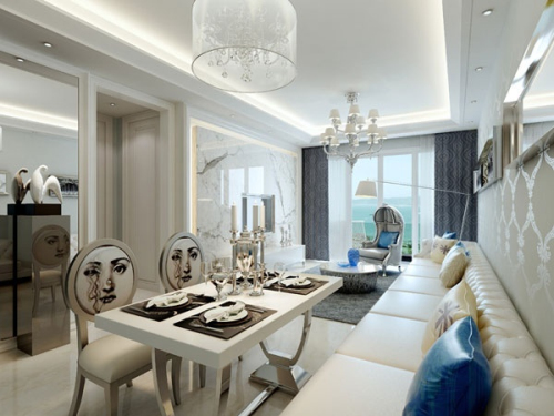 White living room modern creative 3d model