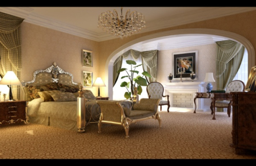 Continental bucolic bedroom 3d model