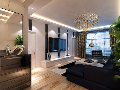 Style black and white living room 3d model