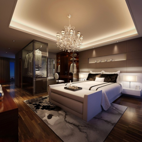 Modern and stylish master bedroom 3D model