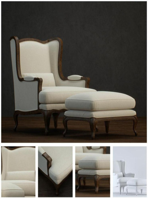White Armchair 3D model