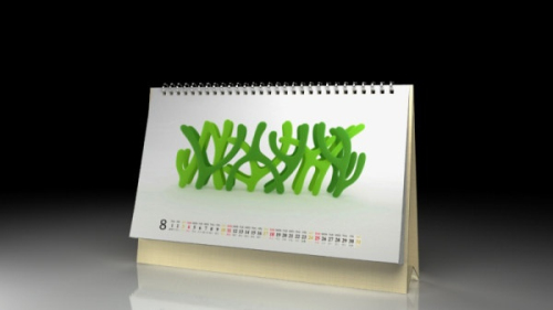 Green pattern simple desk calendar 3d model