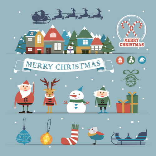 Cartoon-style Christmas card vector material