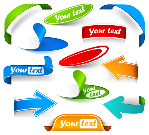 12 colored paper and stickers vector material arrow