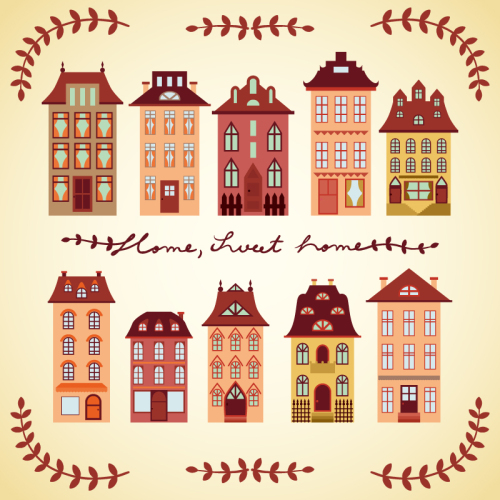 10 models of architectural design retro vector material