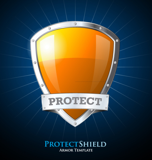 Creative orange protective shield design vector material