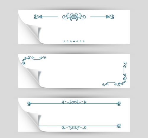 3 white pattern banner vector material