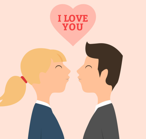 Cartoon Valentine couple vector material