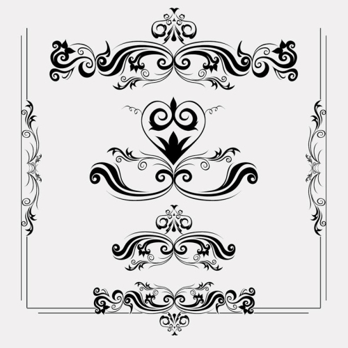 6 black lace pattern and design vector material