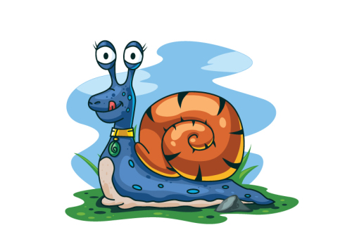 Big eyes cartoon snail vector material