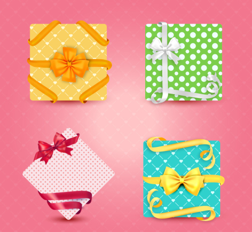 4 fresh packing boxes vector material