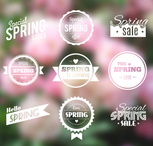 9 Spring Sales label vector material