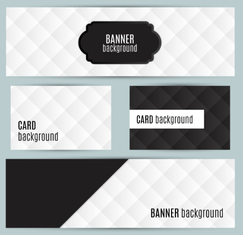 4 black and white diamond pattern banner vector