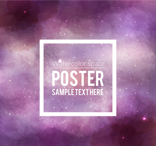 Dream purple space poster vector material