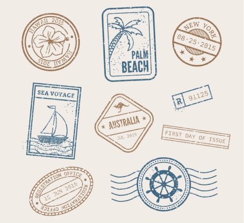 9 vacation postmark vector