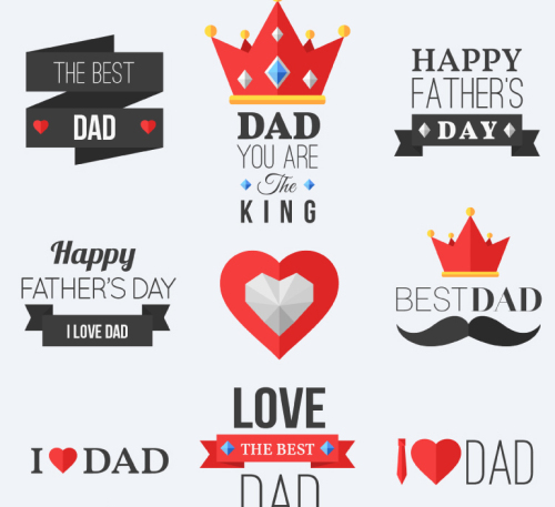 9 Father's Day label design vector