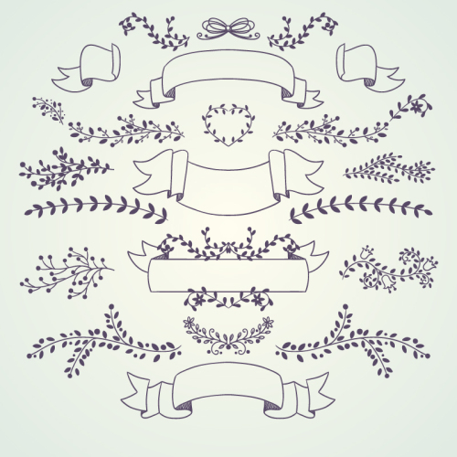 19 new branches and ribbon design vector