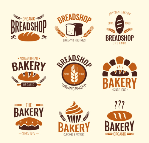 9 Bakery label vector material