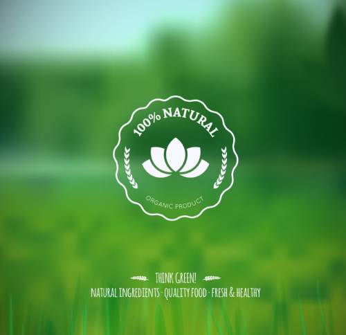 Fuzzy scenery pure natural product poster vector diagram