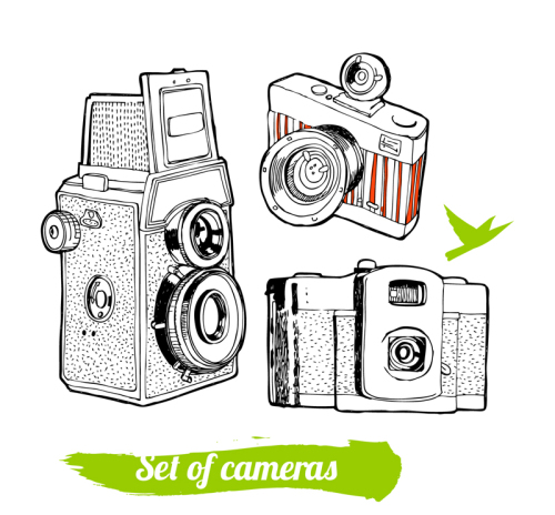 3 camera vector material exquisite hand-painted