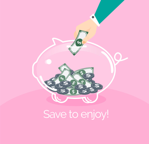 Transparent piggy bank vector material