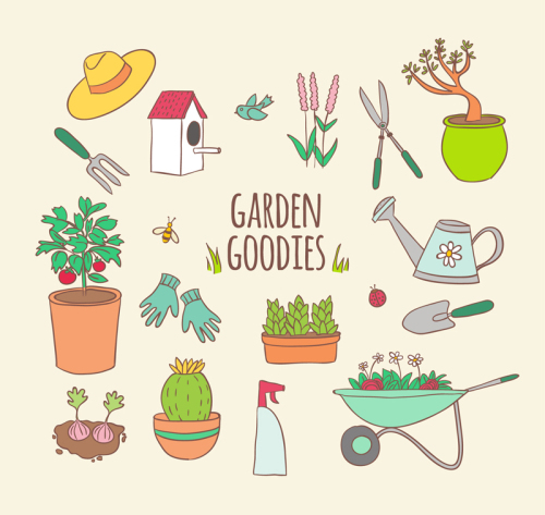 16 paragraph Painted Garden element vector material