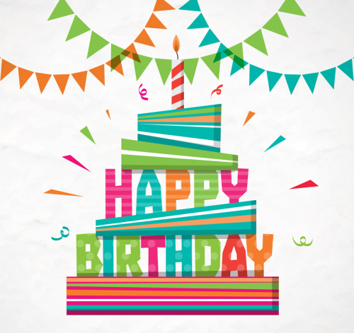 Color birthday cake greeting card vector