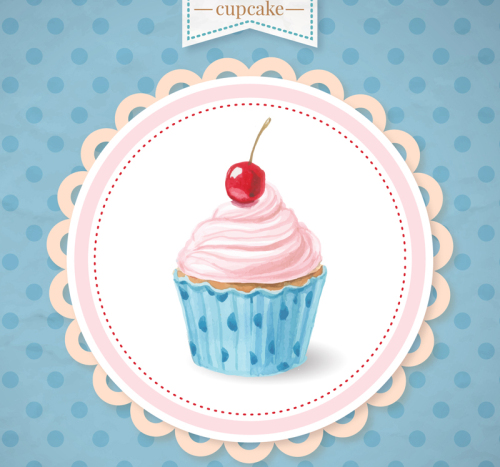 Fresh cupcake watercolor poster vector