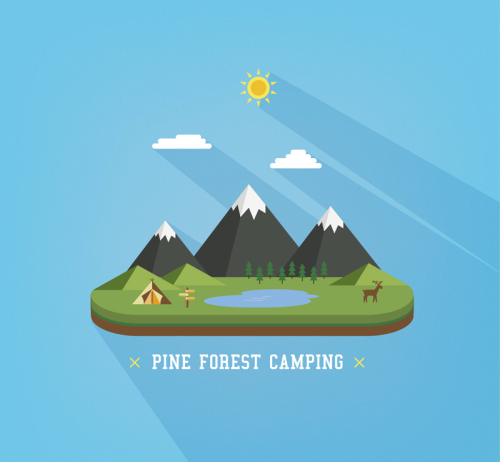 Creative forest camping scenery vector material
