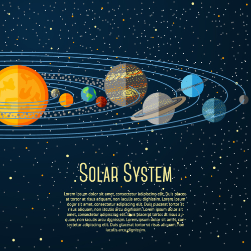 Cartoon solar system design vector material