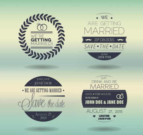 4 wedding invitation WordArt vector