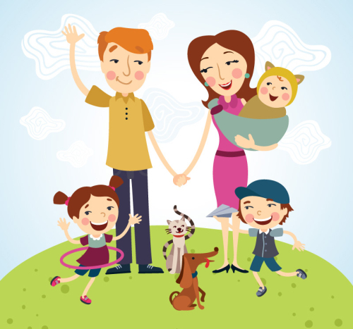 Happy family of five vector material