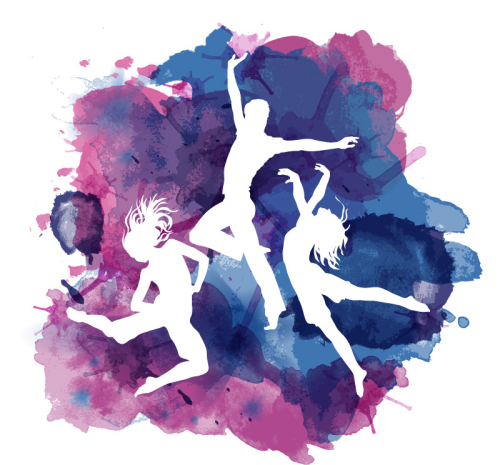 Dancing figures silhouette with ink vector