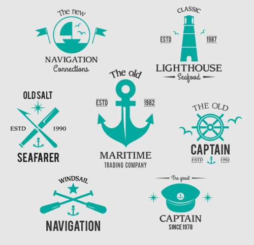 7 of the nautical element green label vector