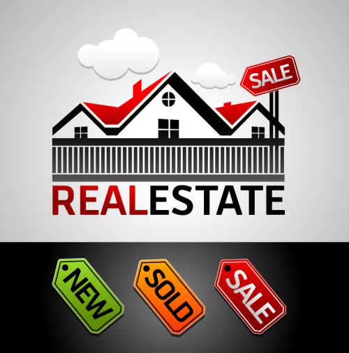 Real Estate for sale sign and logo vector material
