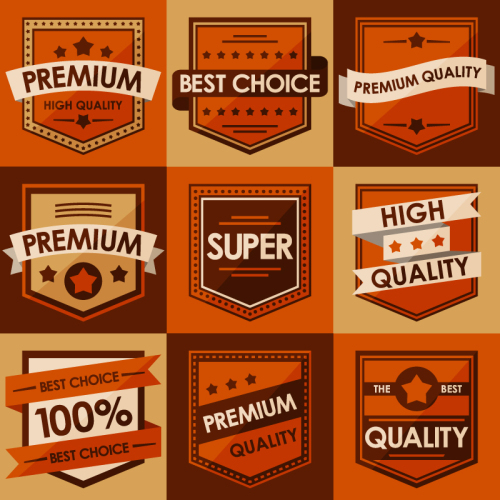 9 orange promotional retro label vector material